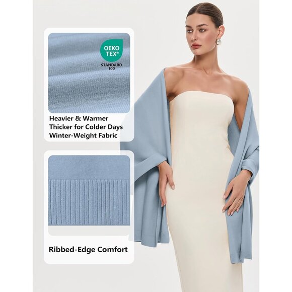 Women's Blue Luxury Silk Satin Scarf Shawl Wrap Elegant And Stylish Accessory - Picture 4 of 7